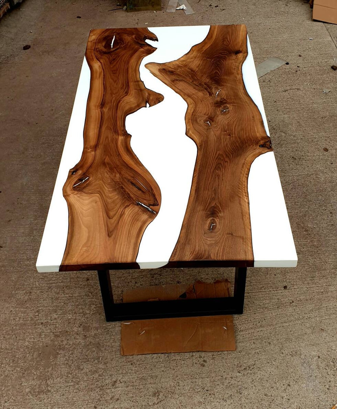 Epoxy White Resin Walnut Table