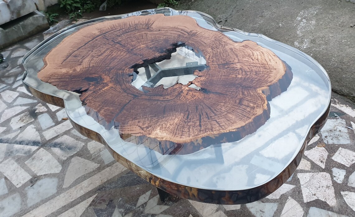 Chesnut Clear Resin Coffee Table Etsy