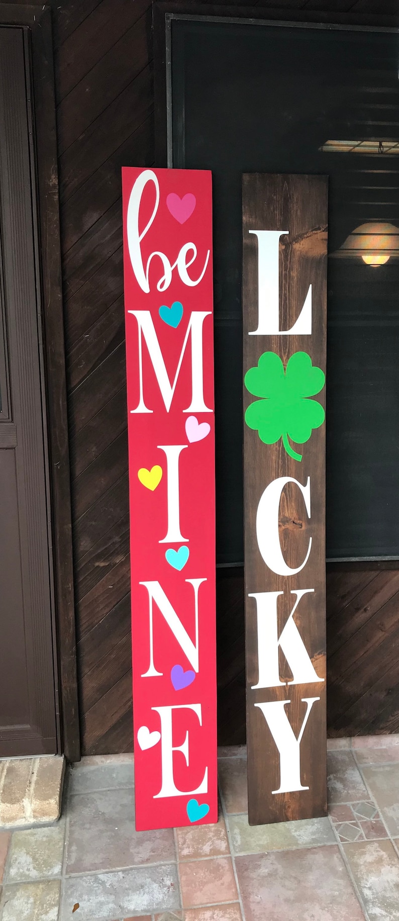 Unique Gift for Wife Happy Valentines Day Tall Porch Sign Reversible Porch Signs 2 Sided Porch Leaner St Patricks Day Porch Decor
