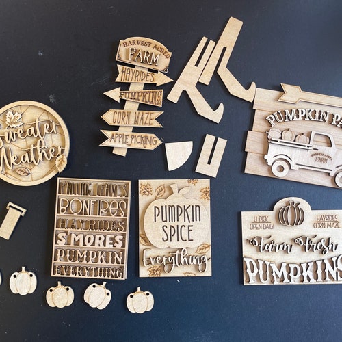 BLANKS Fall Tiered Tray Decor Unfinished DIY Wood Kit Blank Etsy