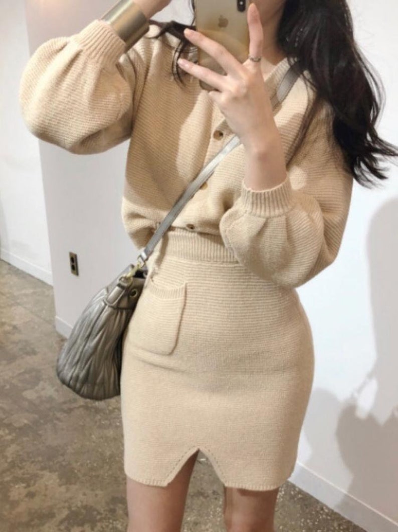 two piece sweater dress set