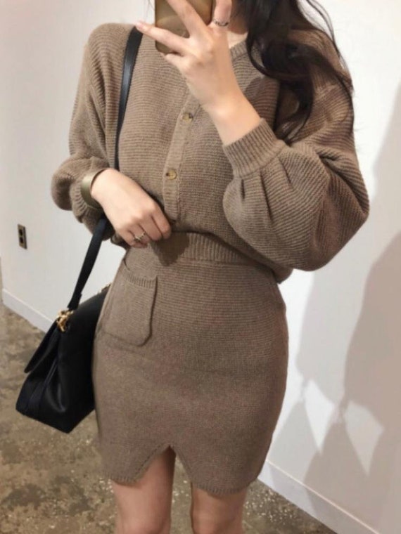 two piece sweater dress set