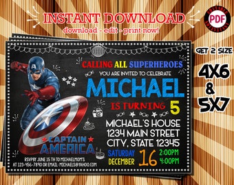 captain america birthday invitation etsy captain america birthday invitations