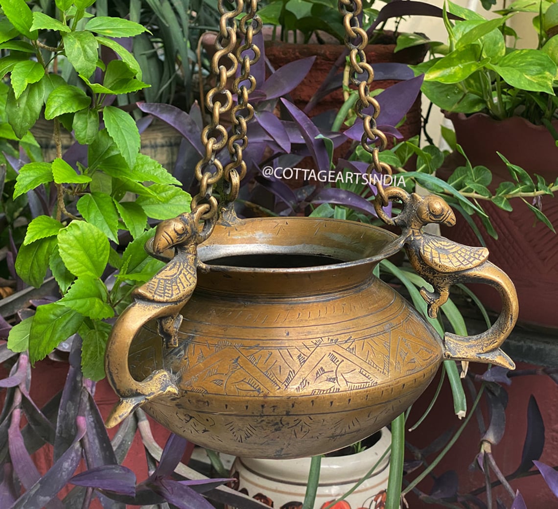 Brass Vintage Planter Garden Decor Brass Carved pot Brass Etsy