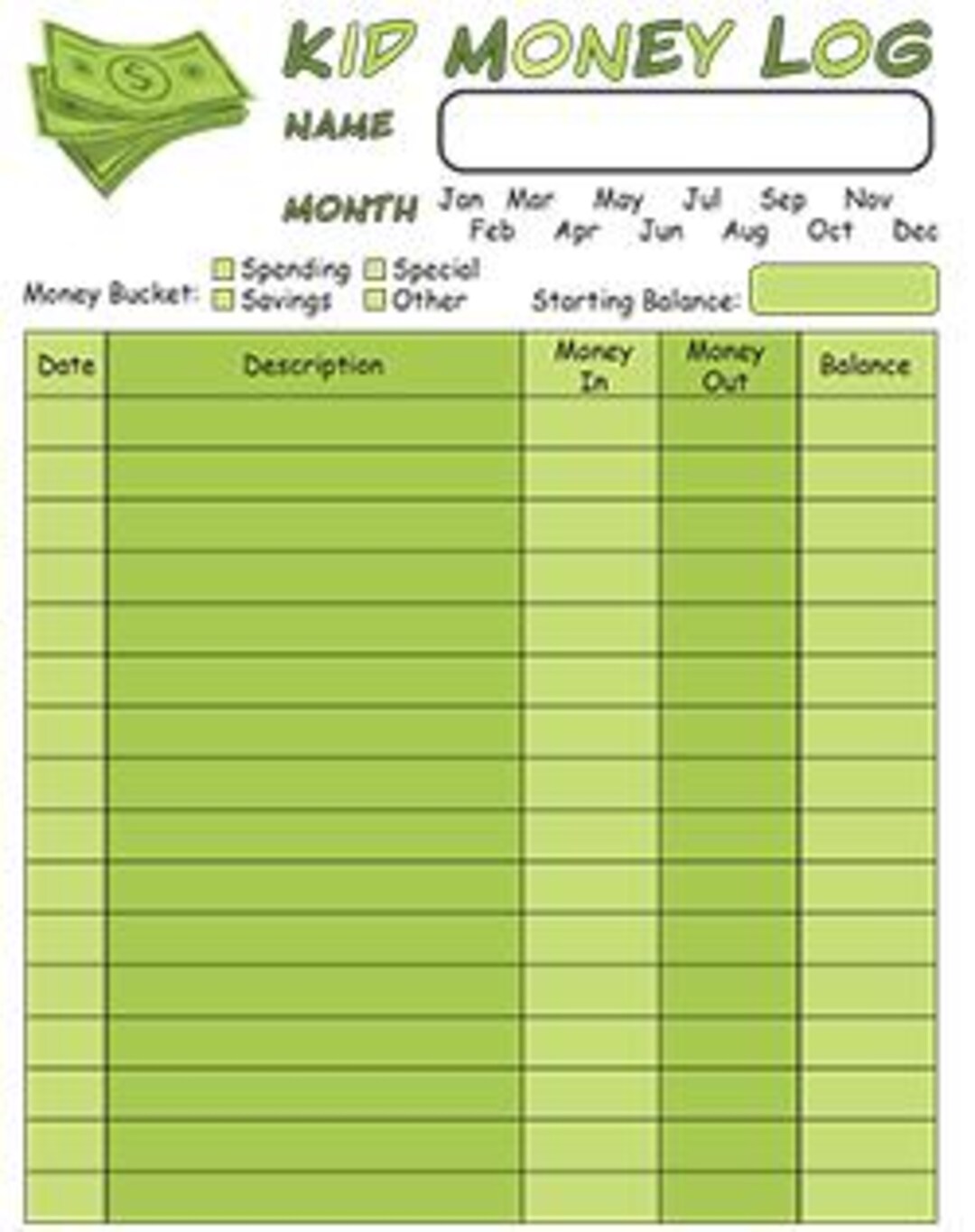 Kids Money Tracker: Ledger Style Log for Money Management - Etsy