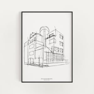 Martel Hotel Sketch Print: Minimalist Architecture Art (Digital Download)