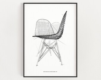 Minimalist Eames-Inspired Furniture Print, Iconic Mid-Century Furniture Wall Art, Classic design poster