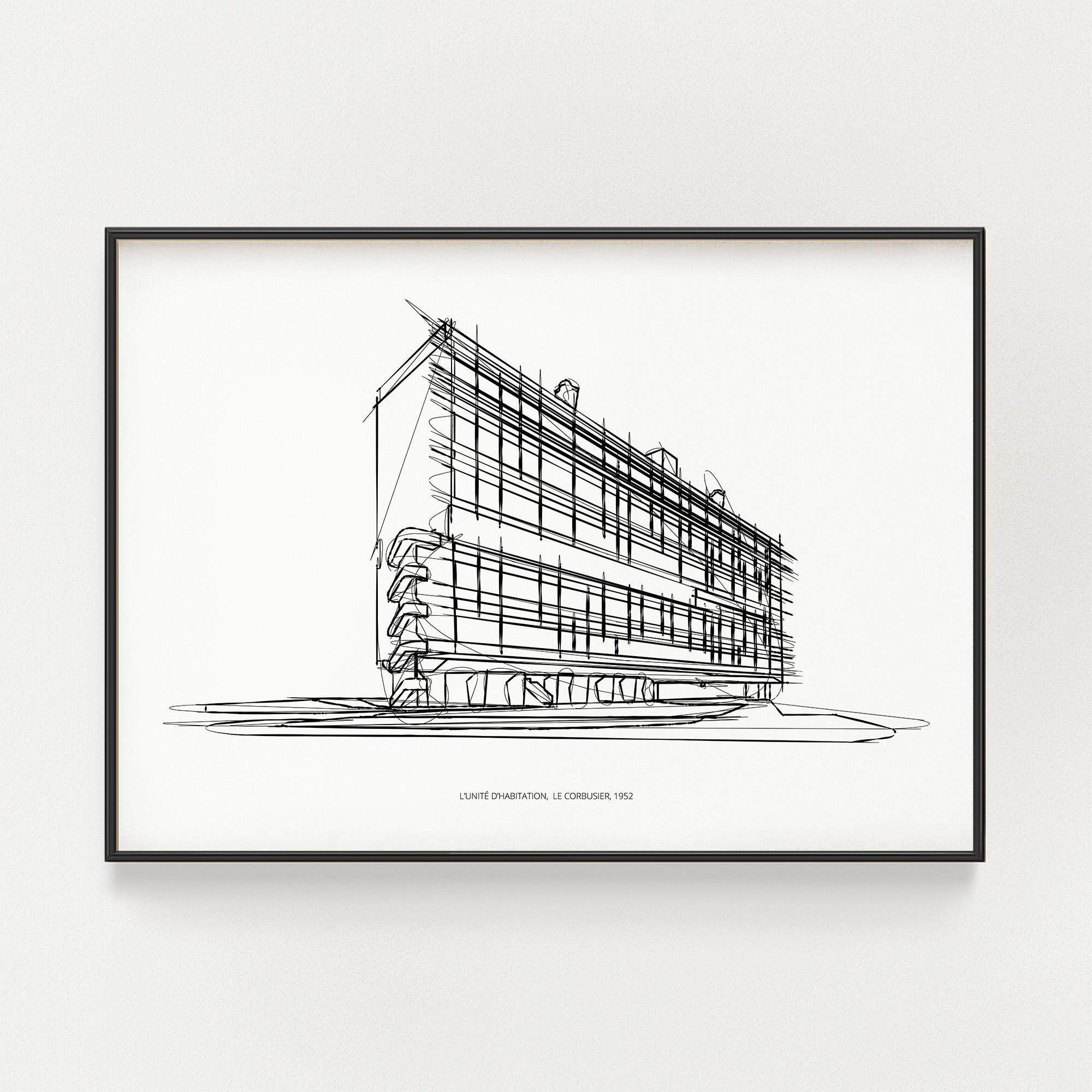 Le Corbusier L'unite D'habitation Sketch Art Print (digital