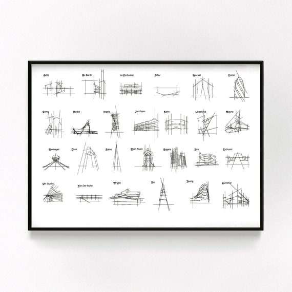 Architecture Alphabet Print: Modern Cityscape Poster (digital