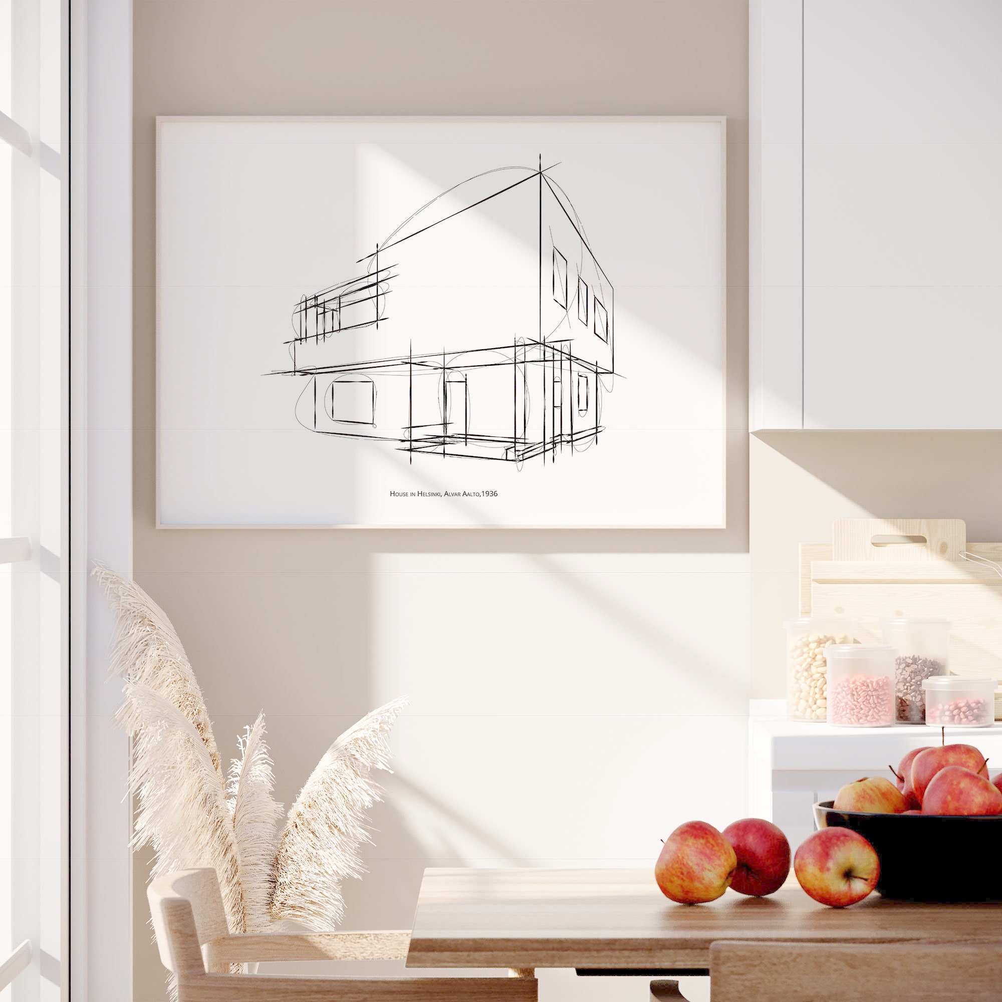Alvar Aalto's House Sketch: Minimalist Architecture Print (digital