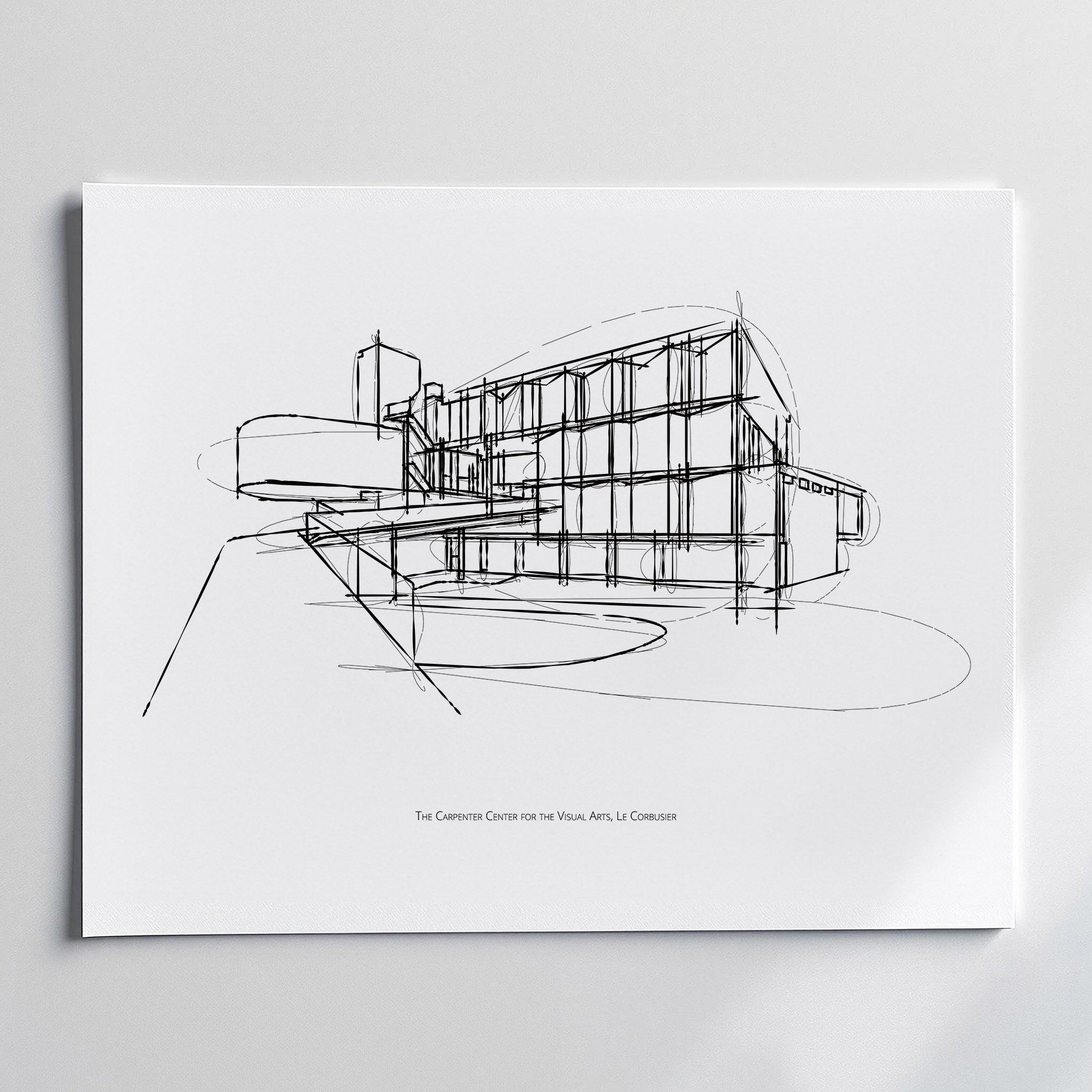 Le Corbusier Building Sketches: Modernist Architecture Art Print