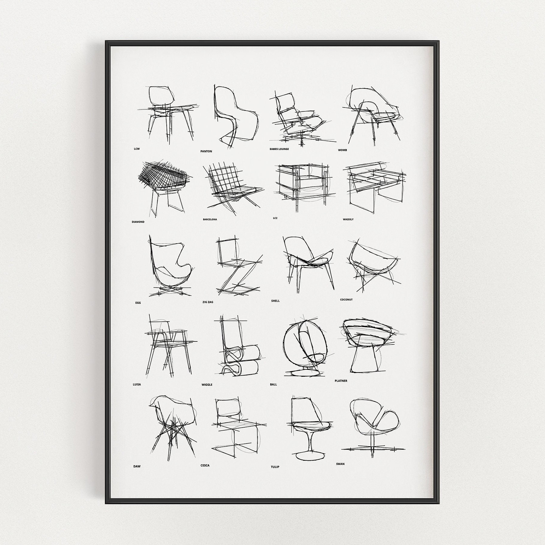 Mid-century Modern Chair Sketch Art Print (digital Download) - Etsy