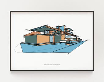 フランク・ロイド・ライト ロビー邸の設計図 – シカゴの歴史的建造物