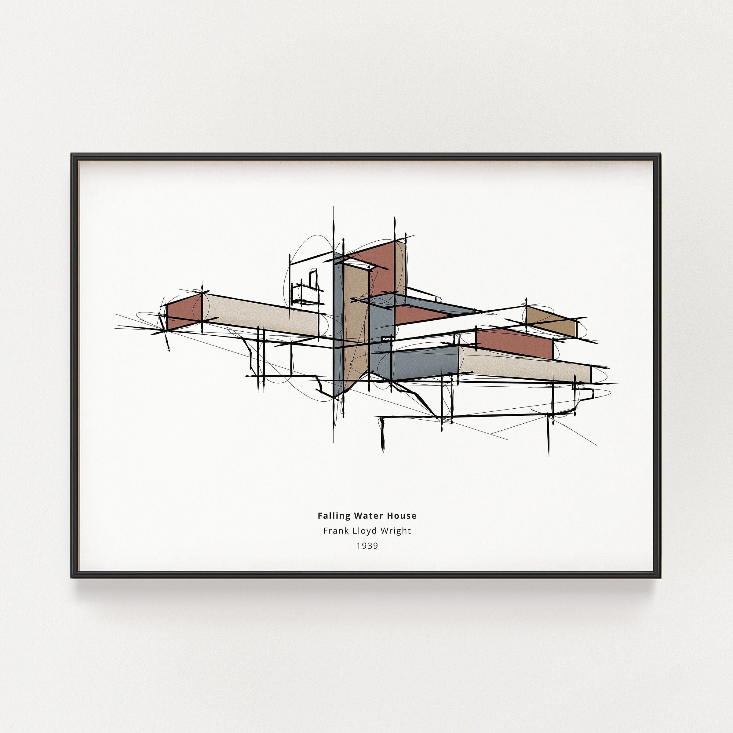 Frank Lloyd Wright's Falling Water House, Minimalist Mid