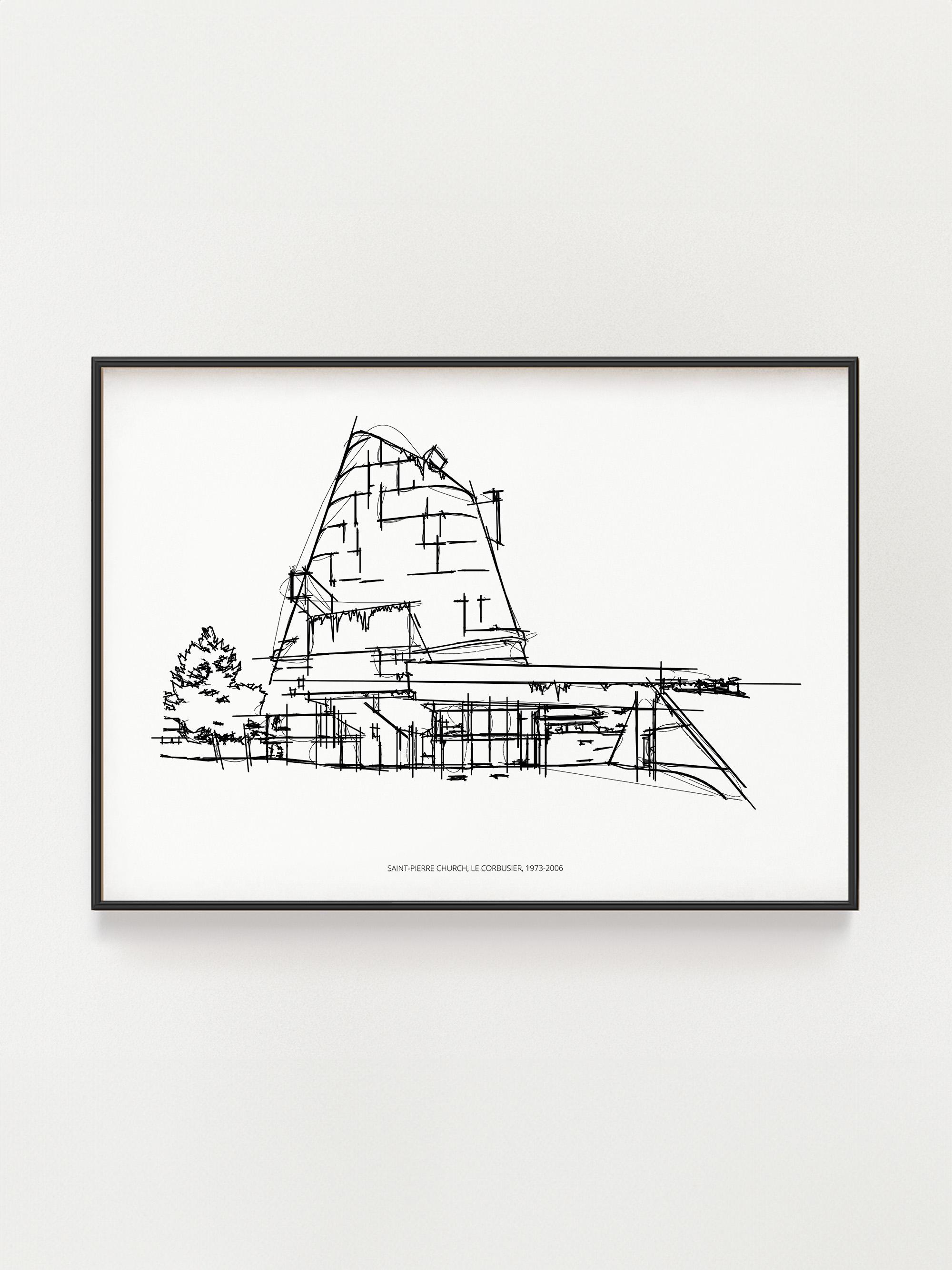 Le Corbusier Saint-pierre Church Sketch Print | Modern