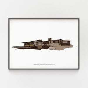 Frank Lloyd Wright Tiranna House Sketch: Minimalist Architecture Art (Digital Download)