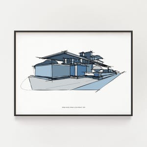 Robie House Print: Frank Lloyd Wright, Modern Architecture Sketch (Digital Download)