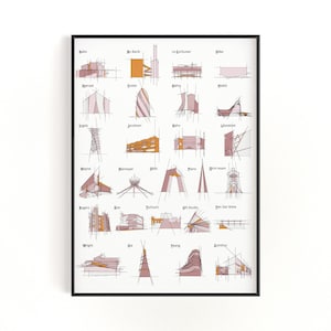 Architect Alphabet Print: Abstract Building Sketches (Digital Download)