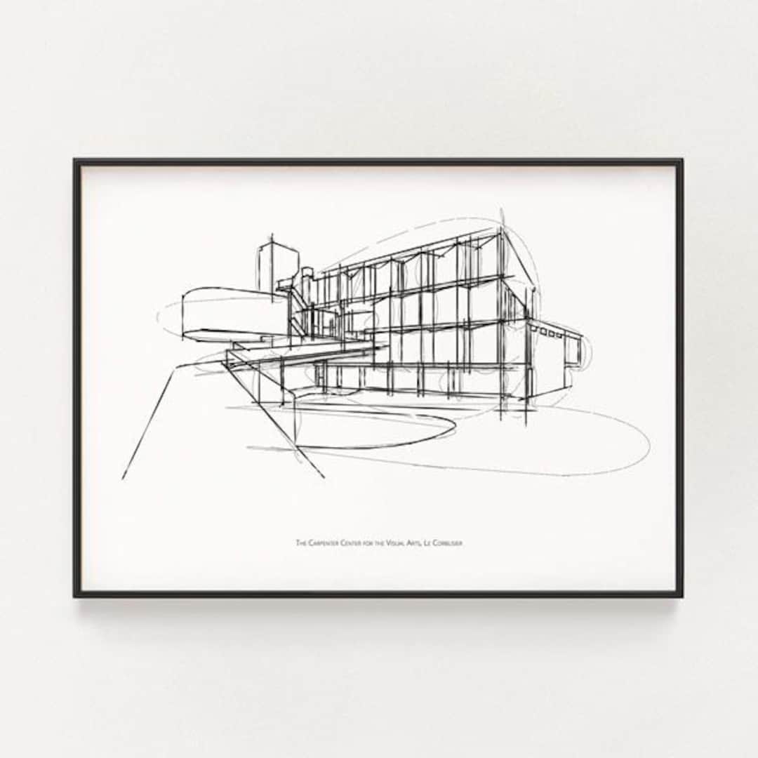 Le Corbusier Carpenter Center Sketch: Modern Architecture Art