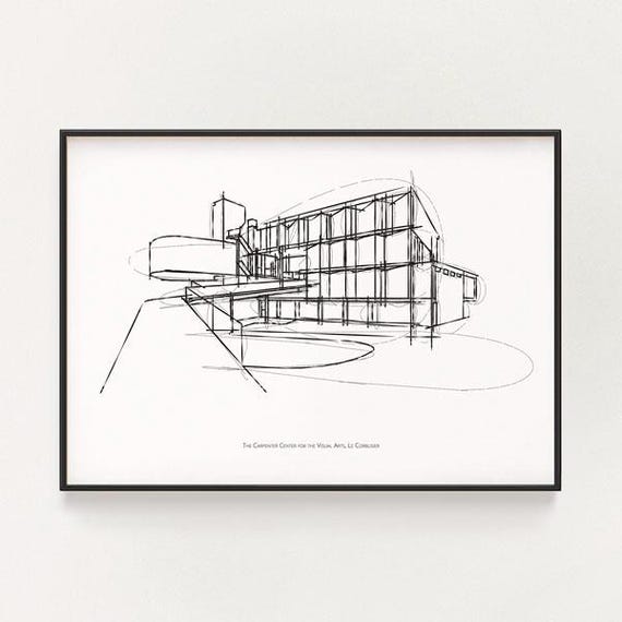 Le Corbusier Carpenter Center Sketch: Modern Architecture Art