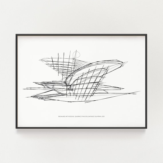 Milwaukee Art Museum Sketch: Calatrava Architecture Print (digital