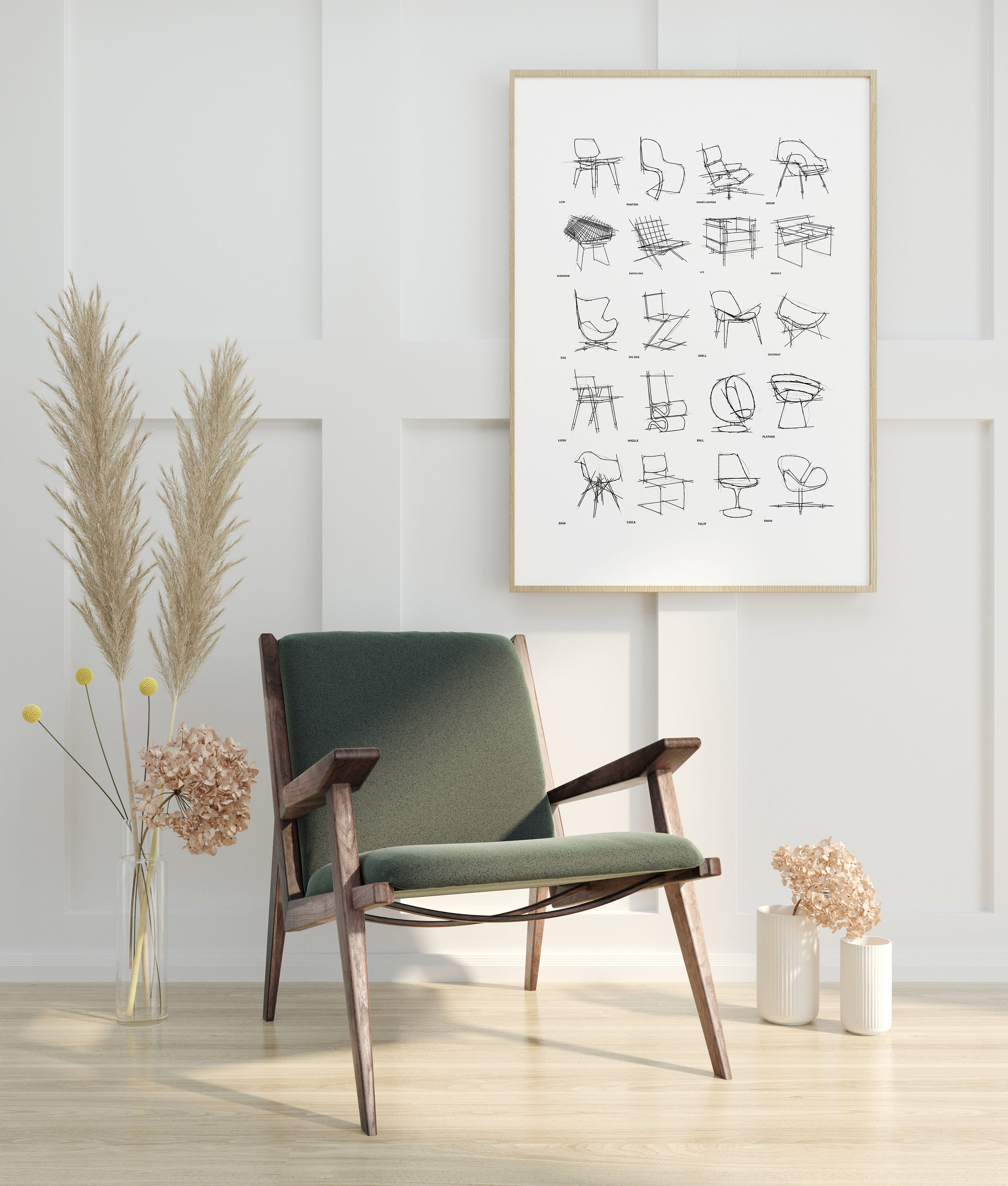 Mid-century Iconic Chair Design Drawings, Interior Design Mid-century Iconic Chair Design Drawings, Interior Design