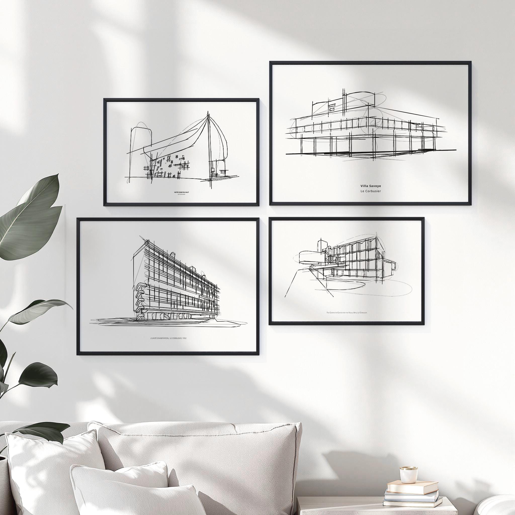 Le Corbusier Building Sketches: Modernist Architecture Art Print