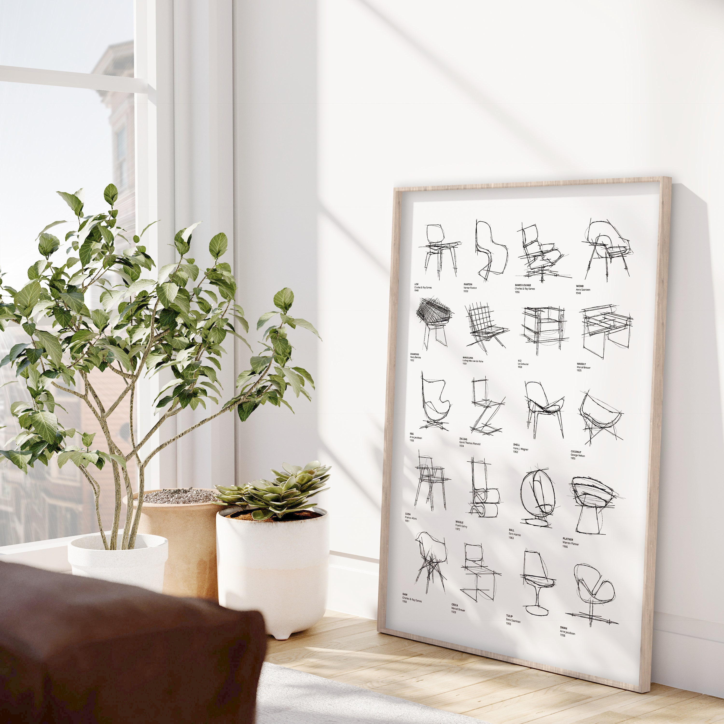 Mid-century Iconic Chair Design Drawings, Interior Design Mid-century Iconic Chair Design Drawings, Interior Design