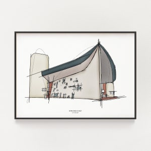 Notre Dame Du Haut Print: Le Corbusier Architecture, Pastel Wall Art (Digital Download)