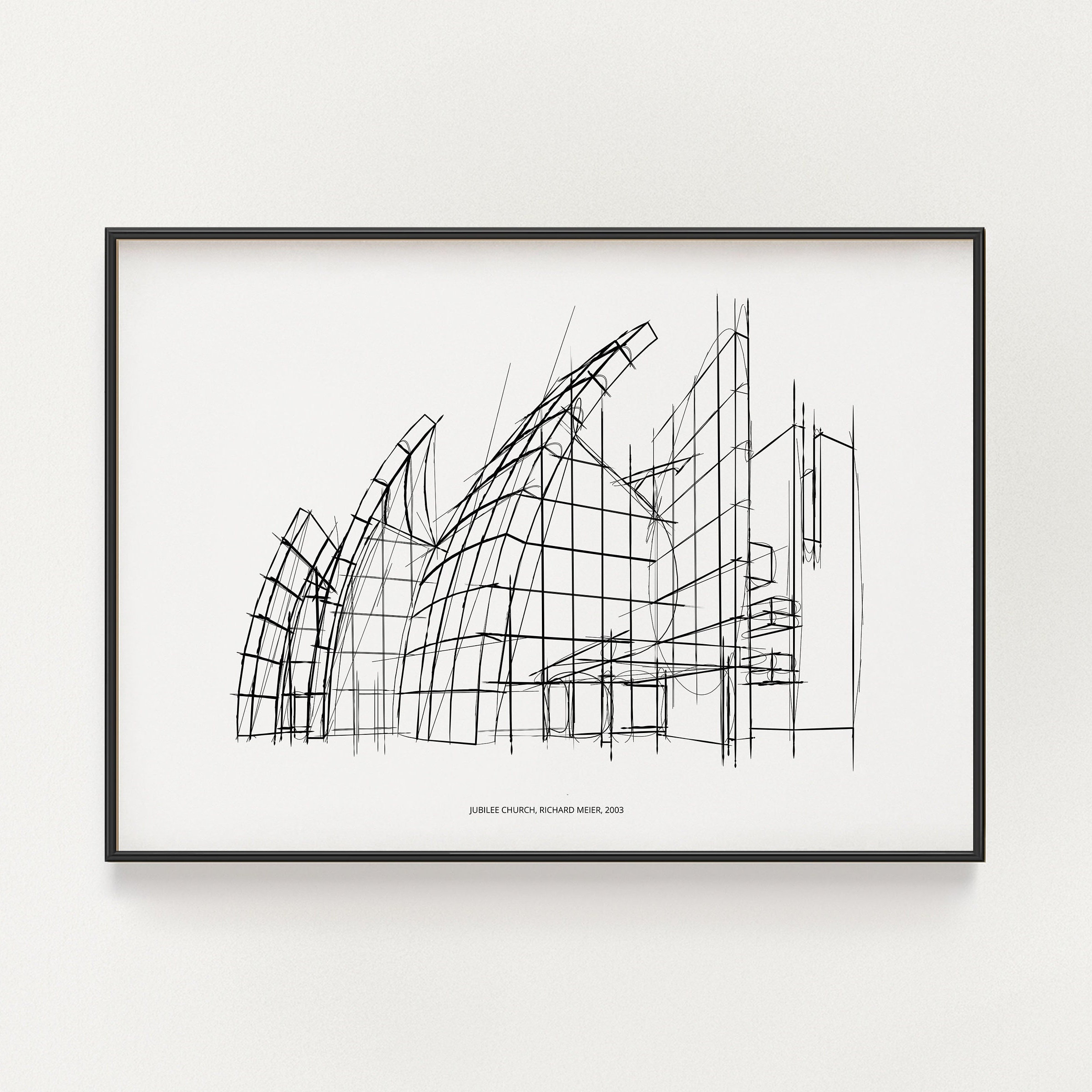 Jubilee Church Line Sketch, Richard Meier, Modern Iconic