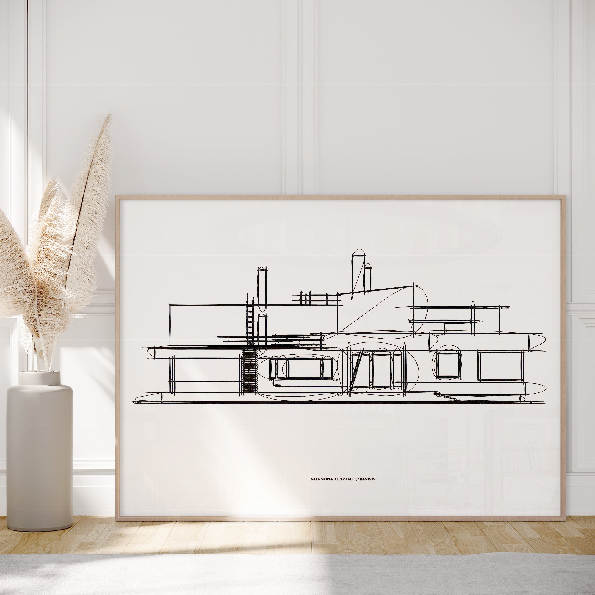 Buy Villa Mairea Sketch, Hand Drawnminimalist Mid-century Modern