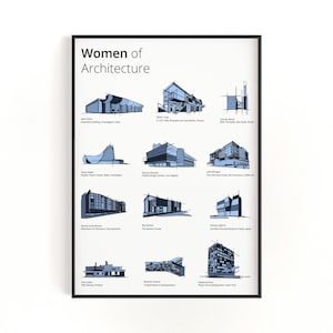 Women of Architecture Print: Colorful Modern Buildings Sketch Art (Digital Download)