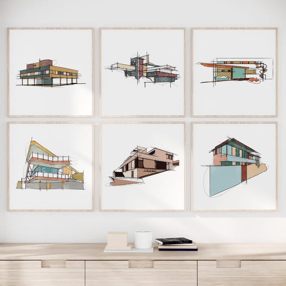 アート・デザイン・音楽 Modern Architecture Vol. 1 Modernist Architecture Art Prints: 1930s Home Decor (digital