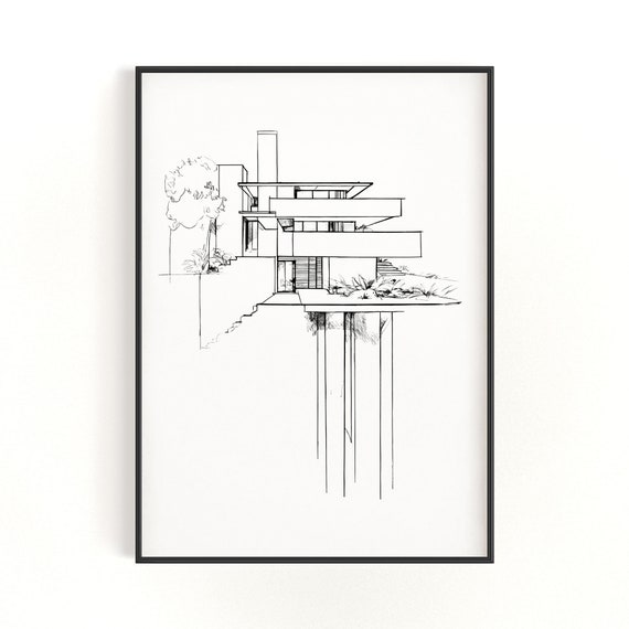フランク・ロイド・ライト Frank Lloyd Wright Drawings Frank Lloyd Wright's Falling Water Home-fine Art