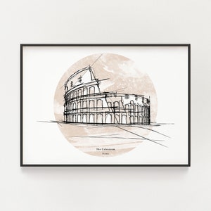 Colosseum Sketch Art Print: Roman Architecture Line Illustration (Digital Download)