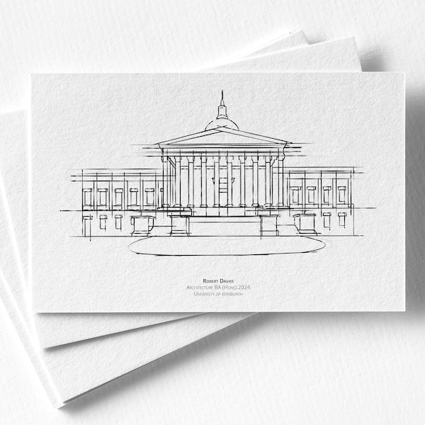 Personalized graduation sketch gift, University and college sketch, student Gift, Architecture art
