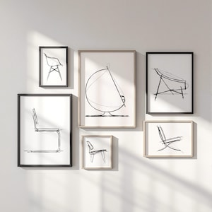 Bauhaus Chair Sketch Art Prints: Mid-Century Modern Gallery Wall (Digital Download)