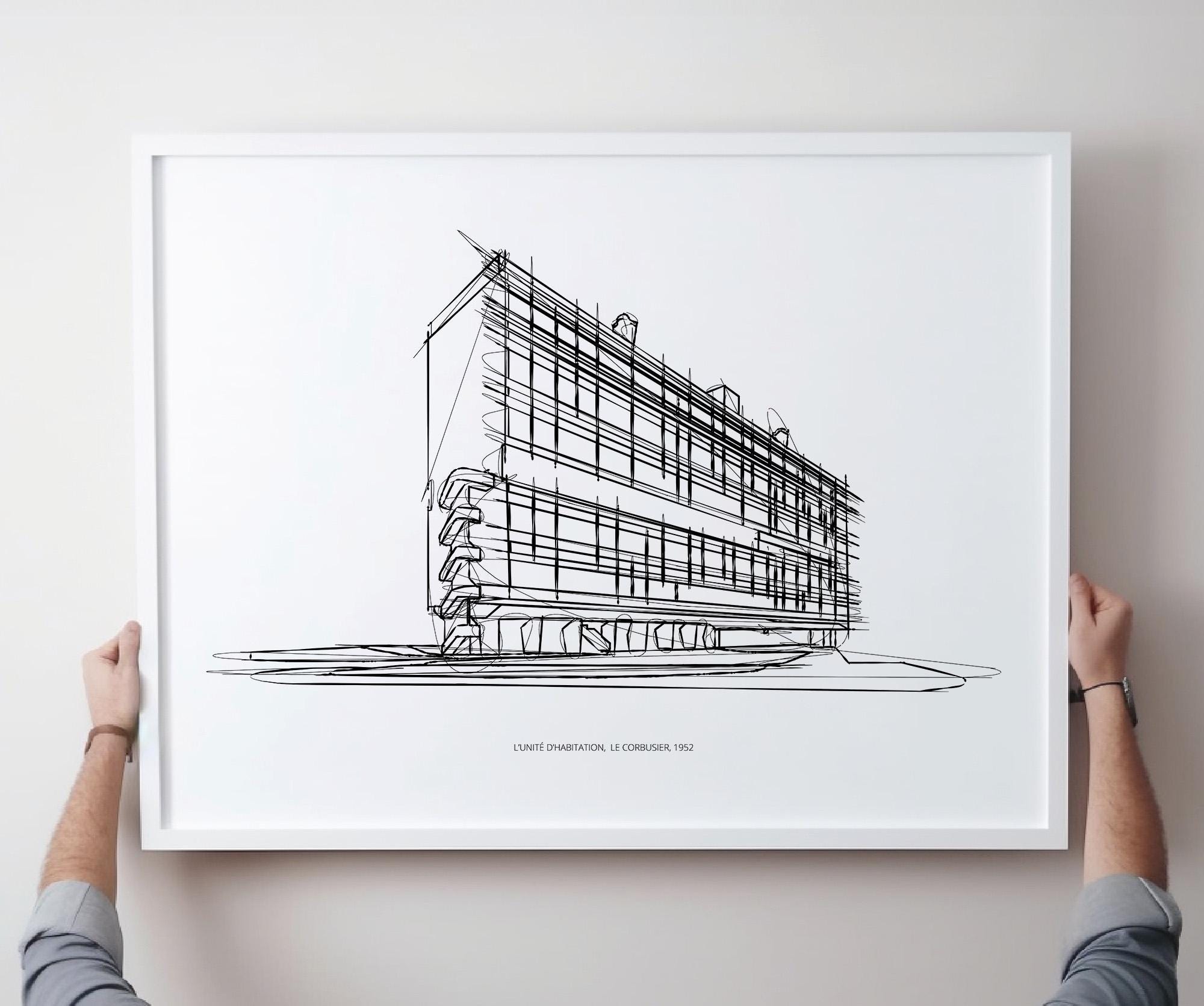 Le Corbusier L'unite D'habitation Sketch Art Print (digital