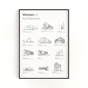 Women of Architecture Sketch Print: Modern Building Art (Digital Download)