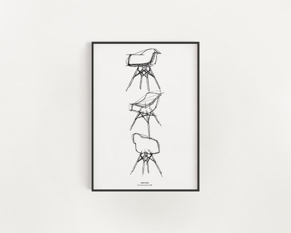Eames DAW Chair Sketch Print: Mid-Century Modern Art (Digital Download)