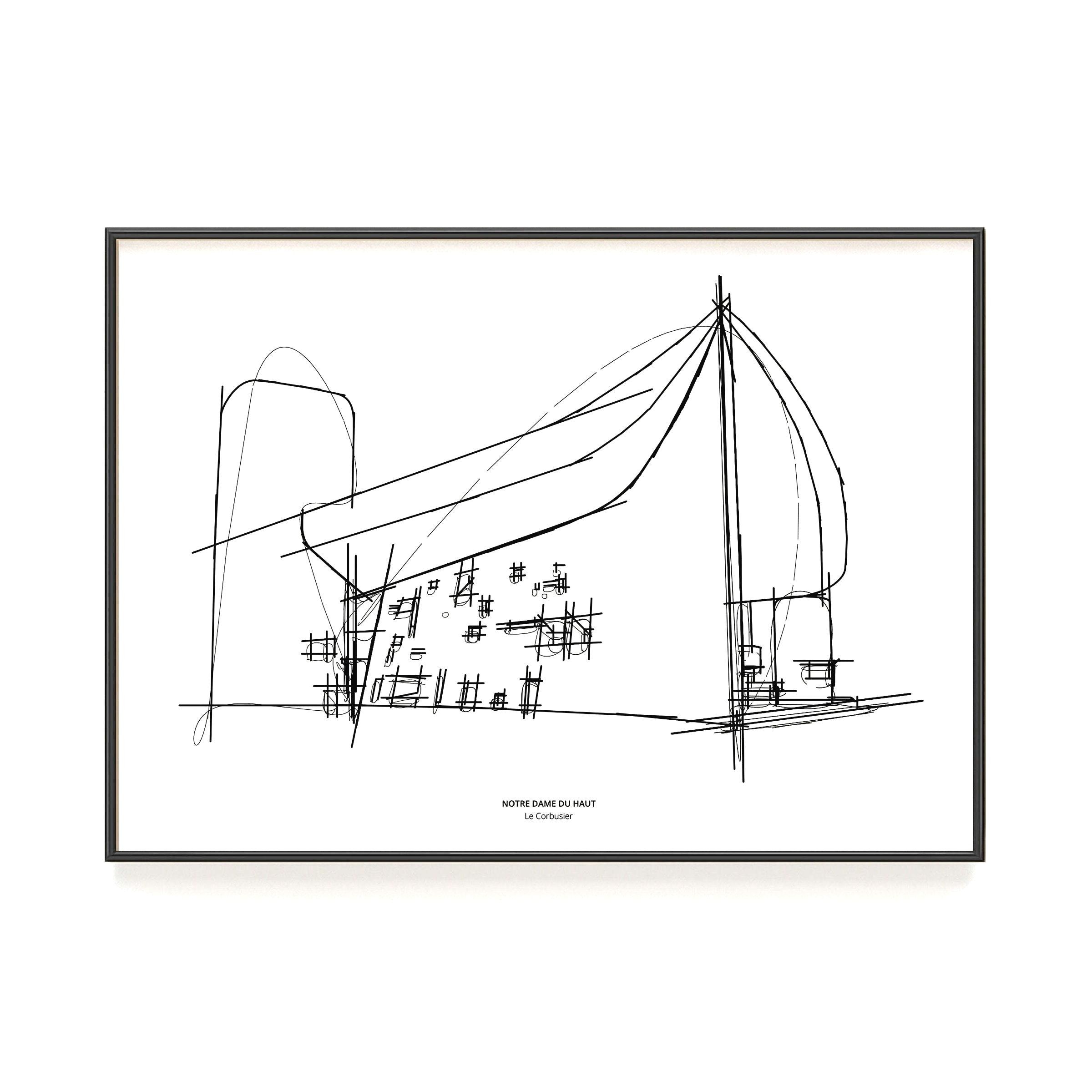 Le Corbusier Notre Dame Du Haut Print: Minimalist Architecture