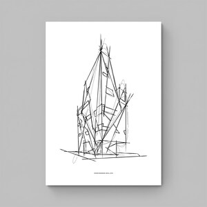 Dogok Maximum Sketch, Seoul, Minimalist Architecture Sketch, Architect gift, Iconic illustration, Interior Decor