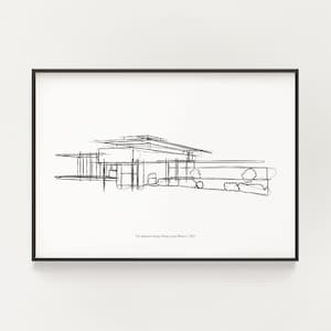 Frank Lloyd Wright Gordon House Sketch: Mid-Century Modern Architecture Art (Digital Download)