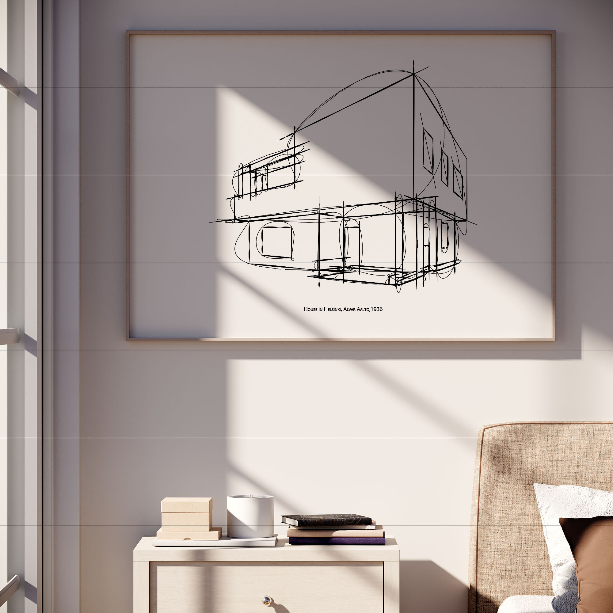 Buy Alvar Aalto's House Sketch: Minimalist Architecture Print