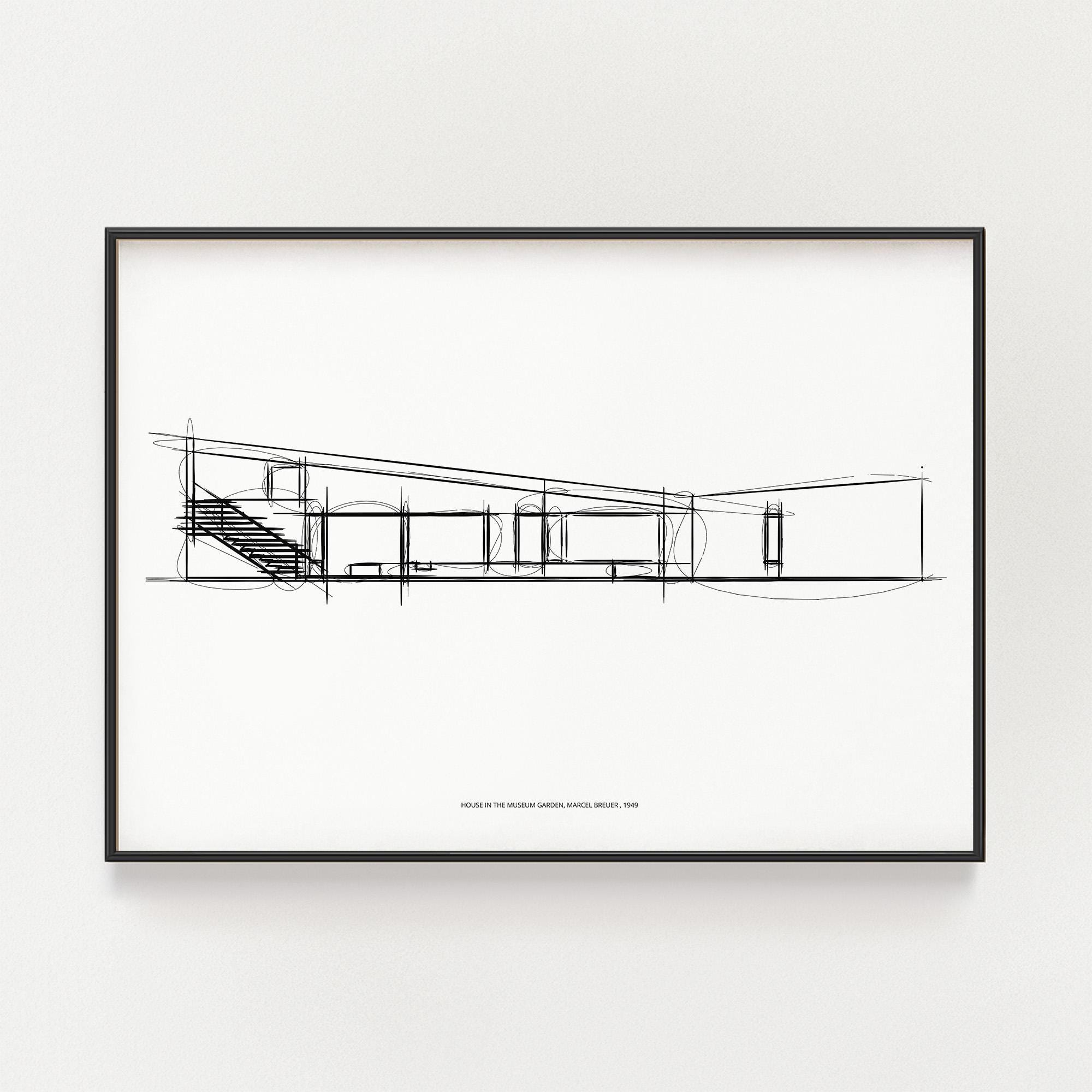 Marcel Breuer House Sketch, Mid-century Modern Architecture Print