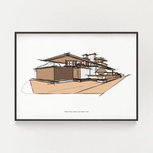 Robie House Print: Frank Lloyd Wright Architecture Sketch (Digital Download)
