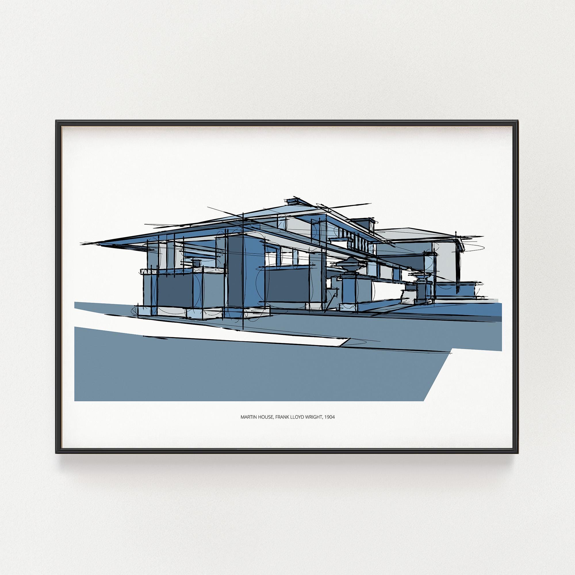 Martin House Print: Frank Lloyd Wright, Mid-century Modern Sketch (digital  Download) - Etsy, image size:2000x2000