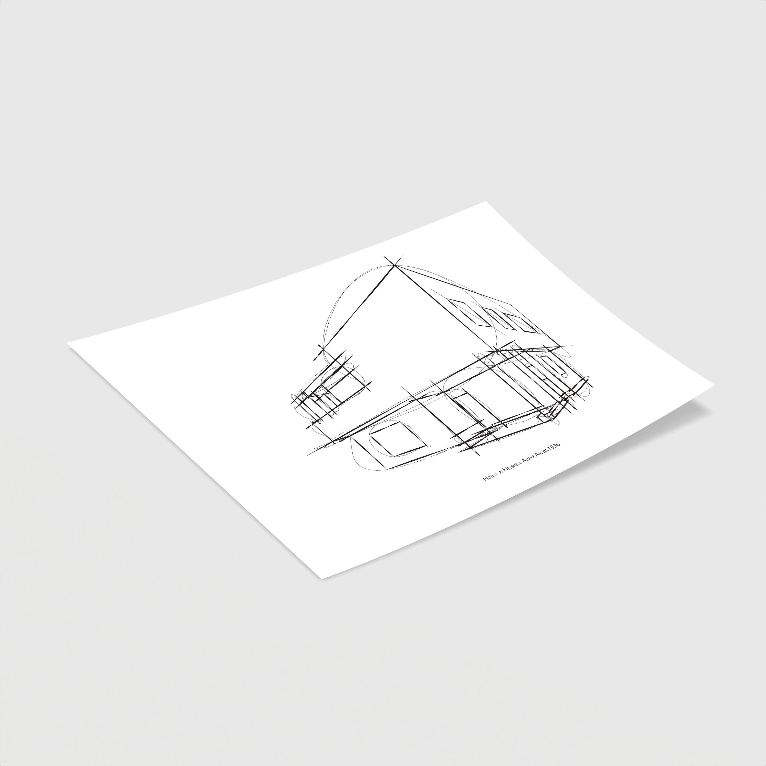 ALVAR AALTO 建築スケッチノート　書類ケース アルヴァ・アアルトの住宅スケッチ：ミニマリスト建築プリント