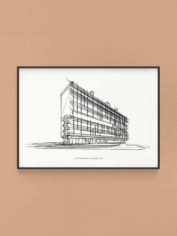Le Corbusier L'unite D'habitation Sketch Art Print (digital