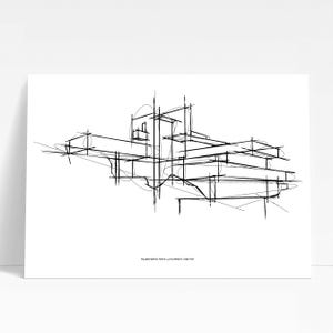 Falling Water, Frank Lloyd Wright, architecture poster, neutral decor, mid-century modern, modern wall art